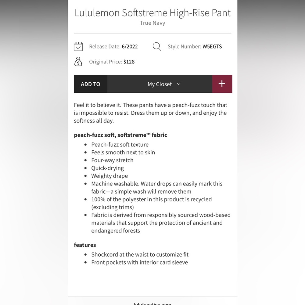 Lululemon Softstreme High Rise Pants Size 10 - Picture 11 of 11